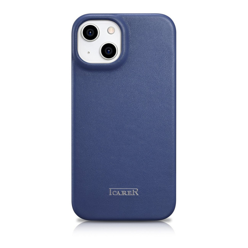 iCarer CE Premium Leather Folio Case for iPhone 14 Plus, magnetic flip, MagSafe, blue (WMI14220715-BU)