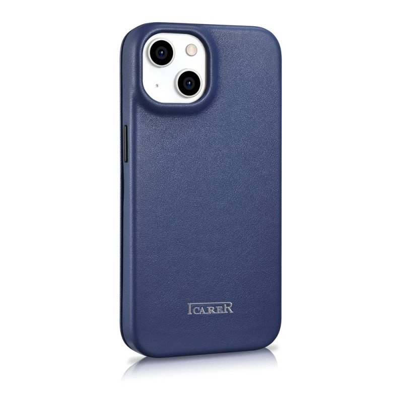 iCarer CE Premium Leather Folio Case for iPhone 14 Plus, magnetic flip, MagSafe, blue (WMI14220715-BU)