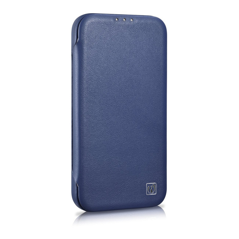 iCarer CE Premium Leather Folio Case for iPhone 14 Plus, magnetic flip, MagSafe, blue (WMI14220715-BU)