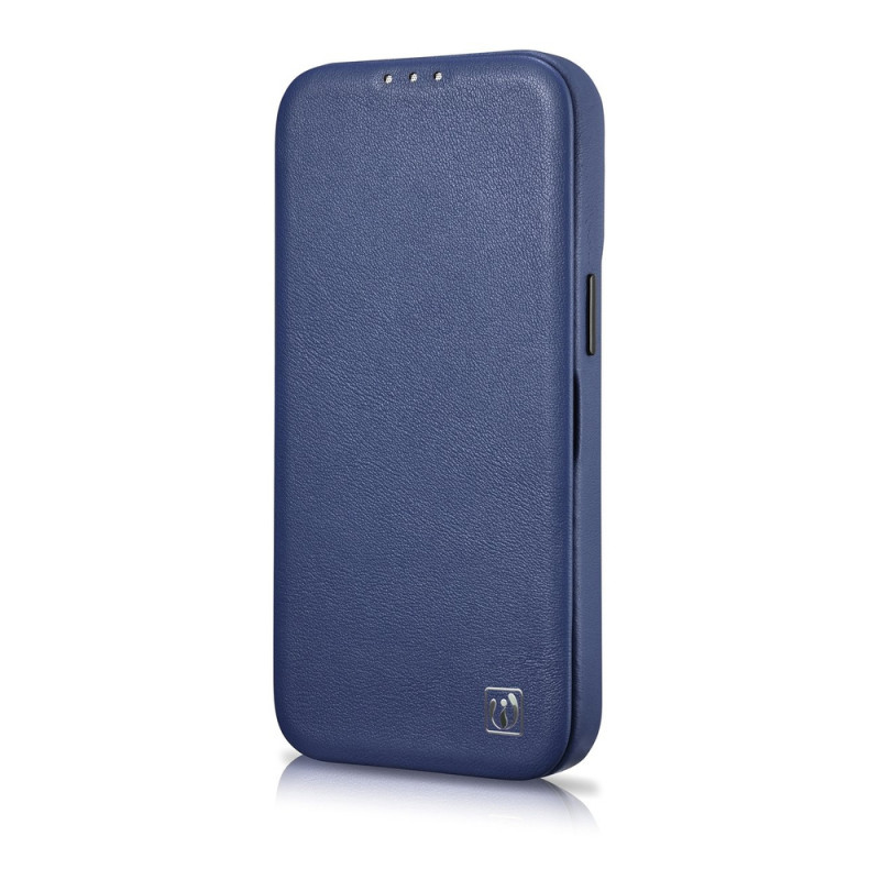iCarer CE Premium Leather Folio Case for iPhone 14 Plus, magnetic flip, MagSafe, blue (WMI14220715-BU)