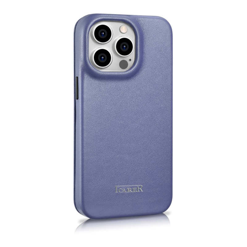 iCarer CE Premium Leather Folio Case for Apple iPhone 14 Pro Max, MagSafe, light purple (ICR419)
