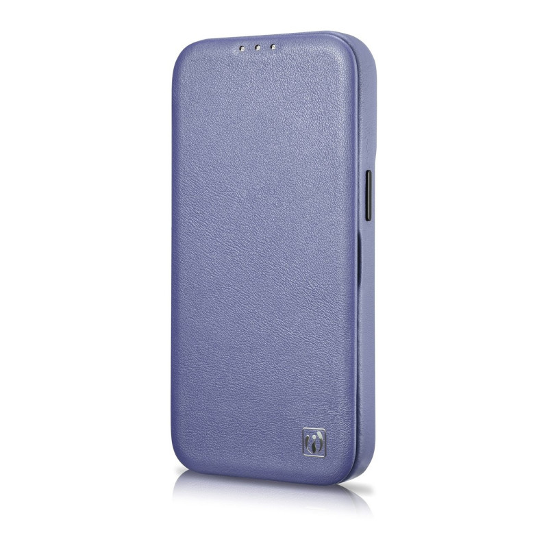 iCarer CE Premium Leather Folio Case for Apple iPhone 14 Pro Max, MagSafe, light purple (ICR419)