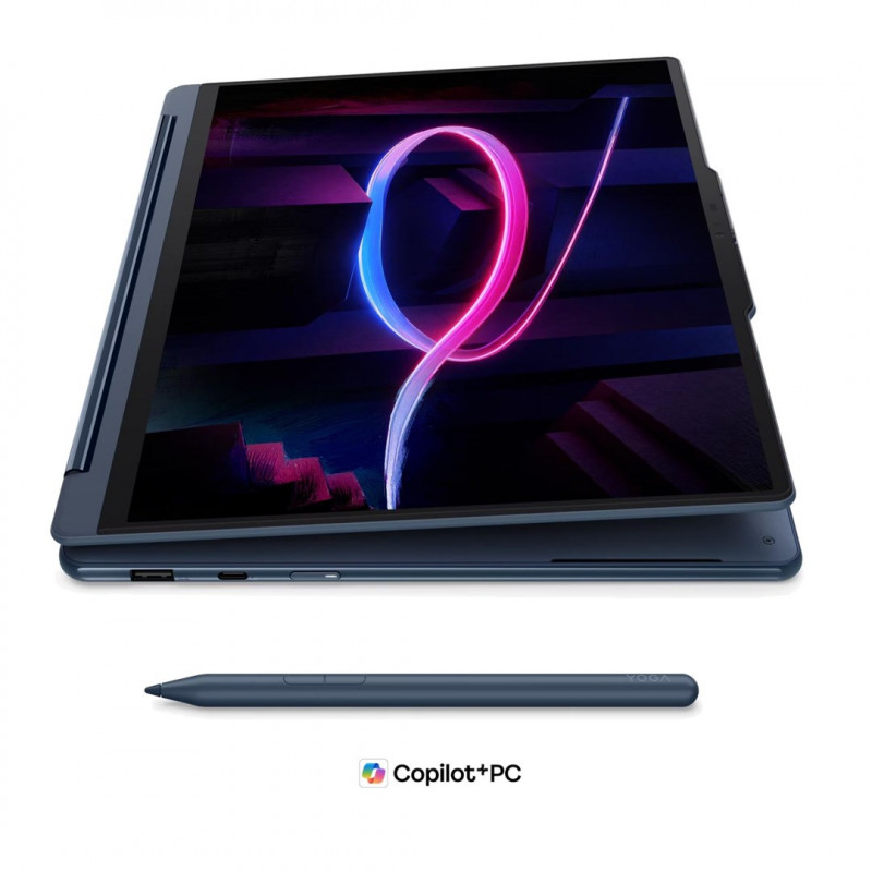Lenovo Yoga 9i 2-in-1 Aura Edition 14IPH11 83SE001XPB notebook, 14" 2.8K OLED touchscreen, Intel Core Ultra 7 355, 32 GB RAM, 512 GB SSD, blue