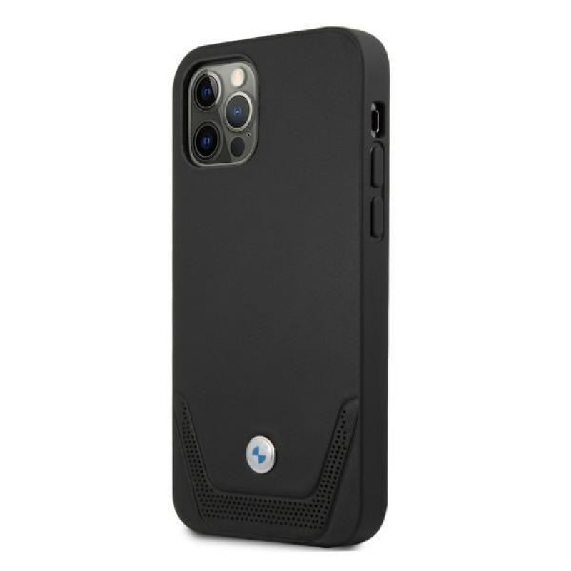 BMW BMHCP12LRSWPK Perforate leather hardcase for Apple iPhone 12 Pro Max, black