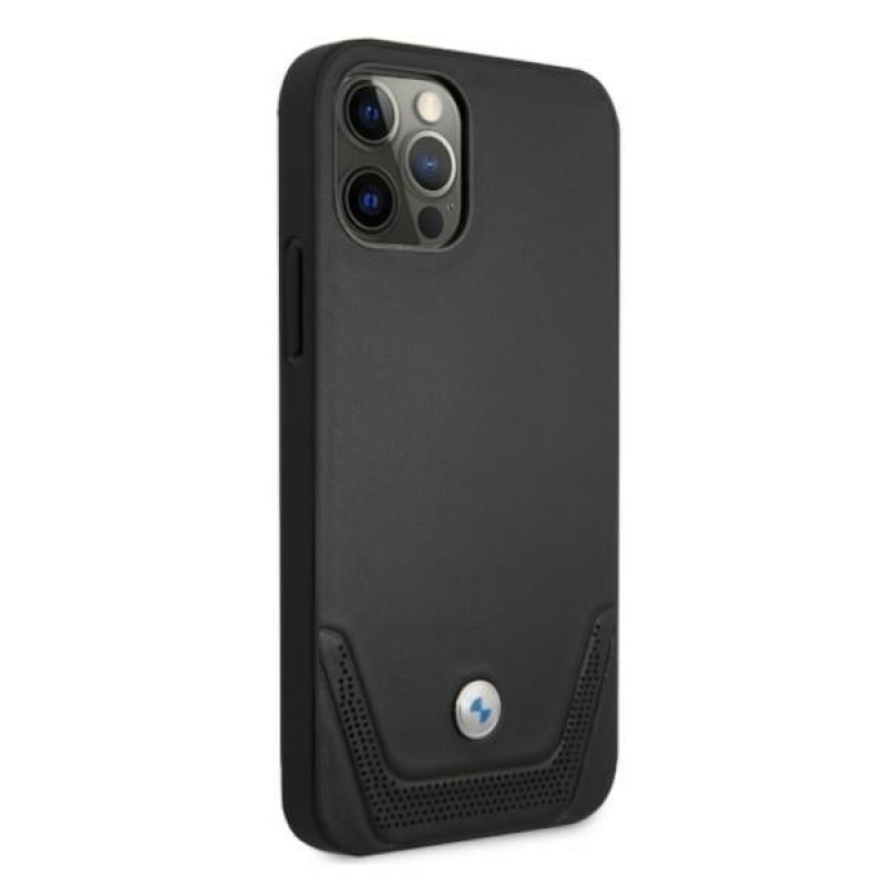 BMW BMHCP12LRSWPK Perforate leather hardcase for Apple iPhone 12 Pro Max, black