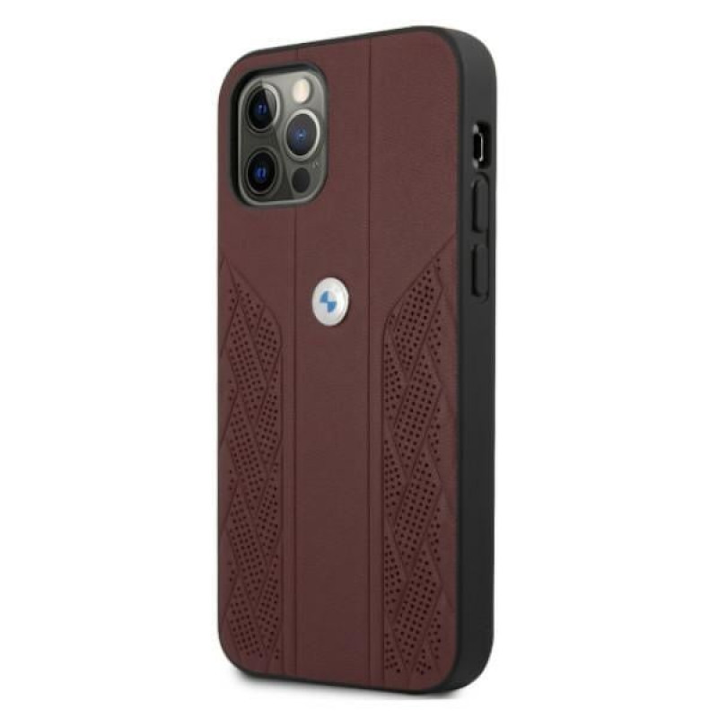 BMW BMHCP12MRSPPR Curve Perforate leather hardcase for Apple iPhone 12 / 12 Pro, red