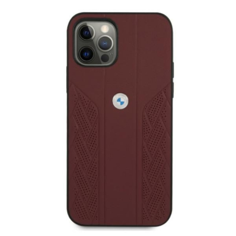 BMW BMHCP12MRSPPR Curve Perforate leather hardcase for Apple iPhone 12 / 12 Pro, red