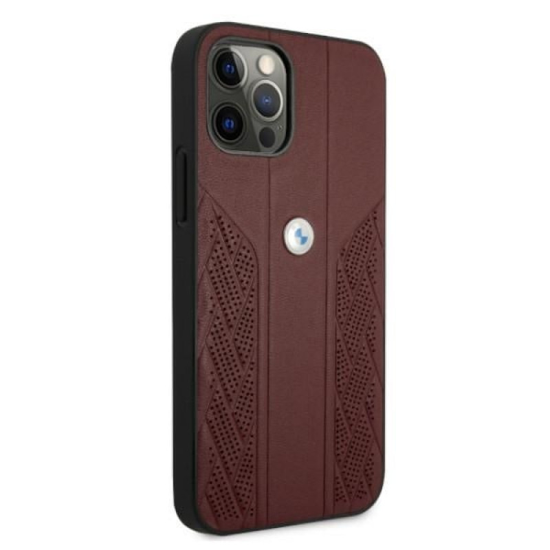 BMW BMHCP12MRSPPR Curve Perforate leather hardcase for Apple iPhone 12 / 12 Pro, red