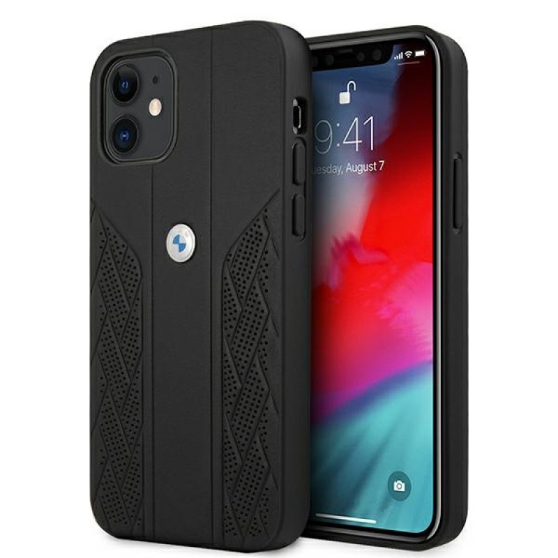 BMW BMHCP12SRSPPK Curve Perforate leather hardcase for Apple iPhone 12 mini, black