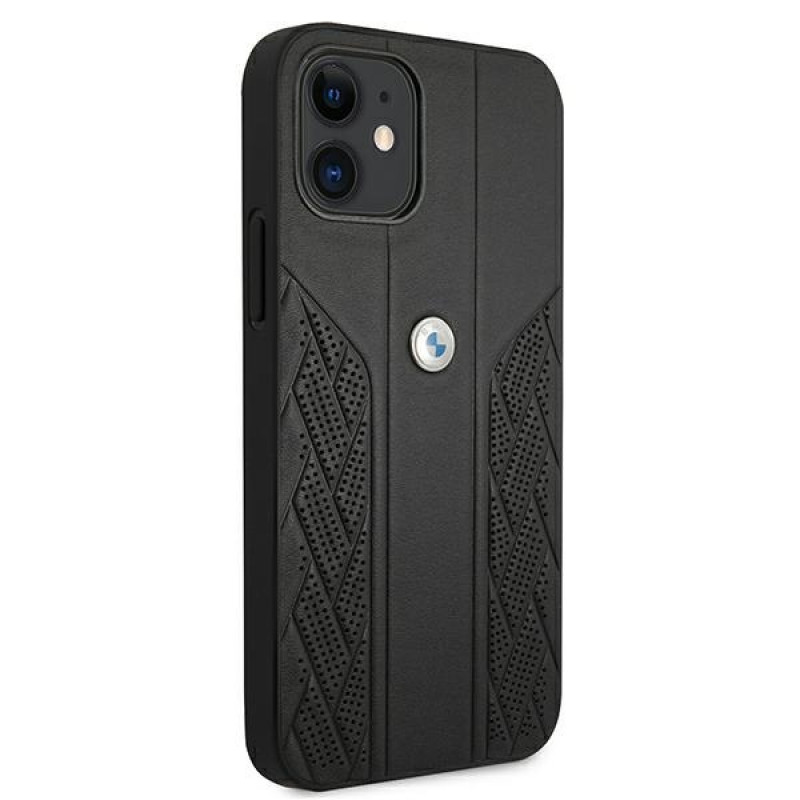 BMW BMHCP12SRSPPK Curve Perforate leather hardcase for Apple iPhone 12 mini, black