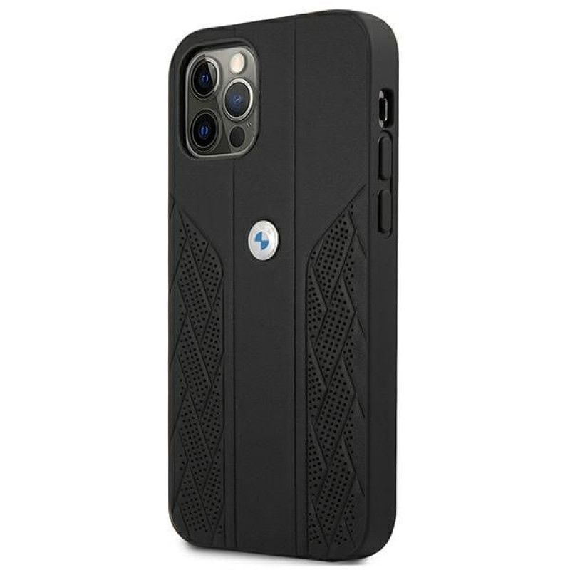 BMW BMHCP12LRSPPK Curve Perforate leather hardcase for Apple iPhone 12 Pro Max, black