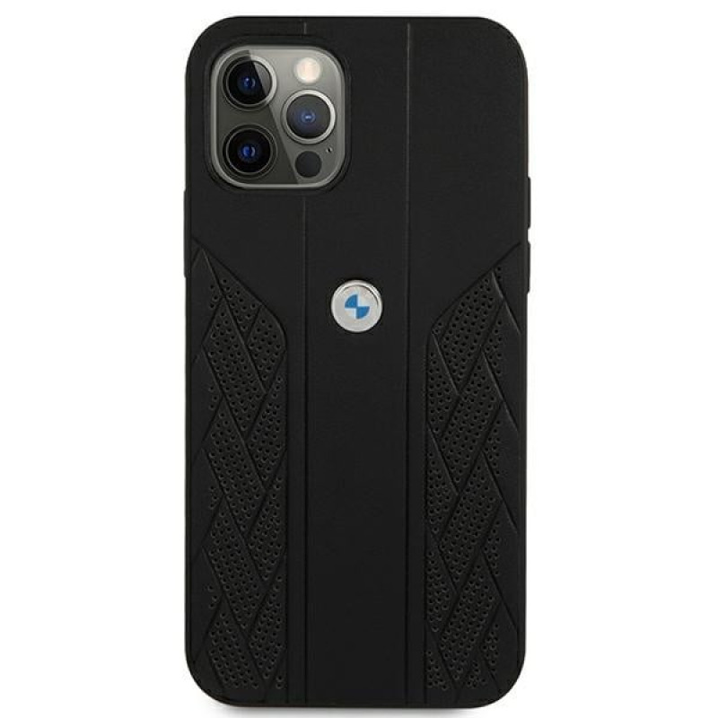 BMW BMHCP12LRSPPK Curve Perforate leather hardcase for Apple iPhone 12 Pro Max, black