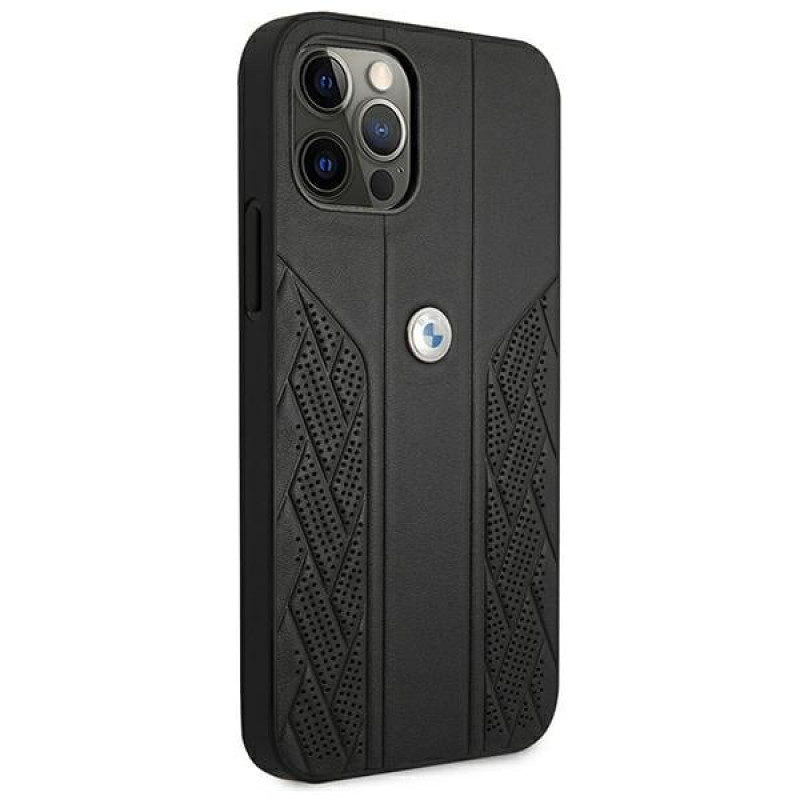 BMW BMHCP12LRSPPK Curve Perforate leather hardcase for Apple iPhone 12 Pro Max, black