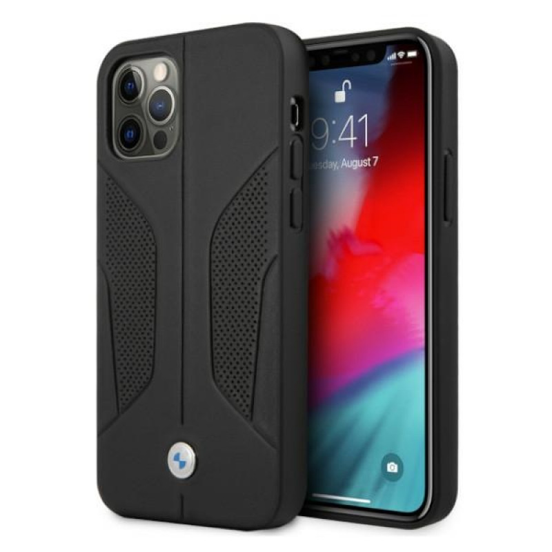 BMW BMHCP12MRSCSK Perforate Sides leather hardcase for Apple iPhone 12 / 12 Pro, black