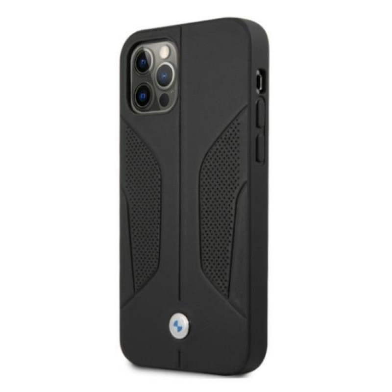 BMW BMHCP12MRSCSK Perforate Sides leather hardcase for Apple iPhone 12 / 12 Pro, black