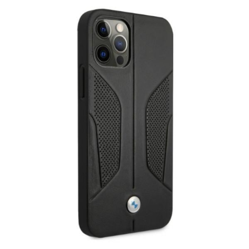 BMW BMHCP12MRSCSK Perforate Sides leather hardcase for Apple iPhone 12 / 12 Pro, black