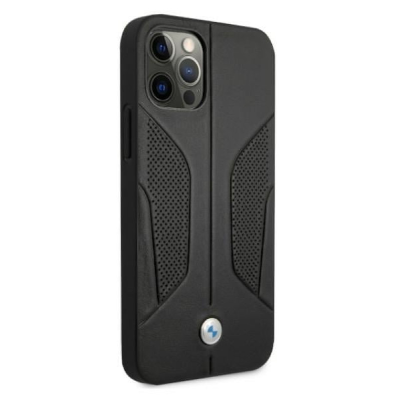 BMW BMHCP12LRSCSK Perforate Sides leather hardcase for Apple iPhone 12 Pro Max, black