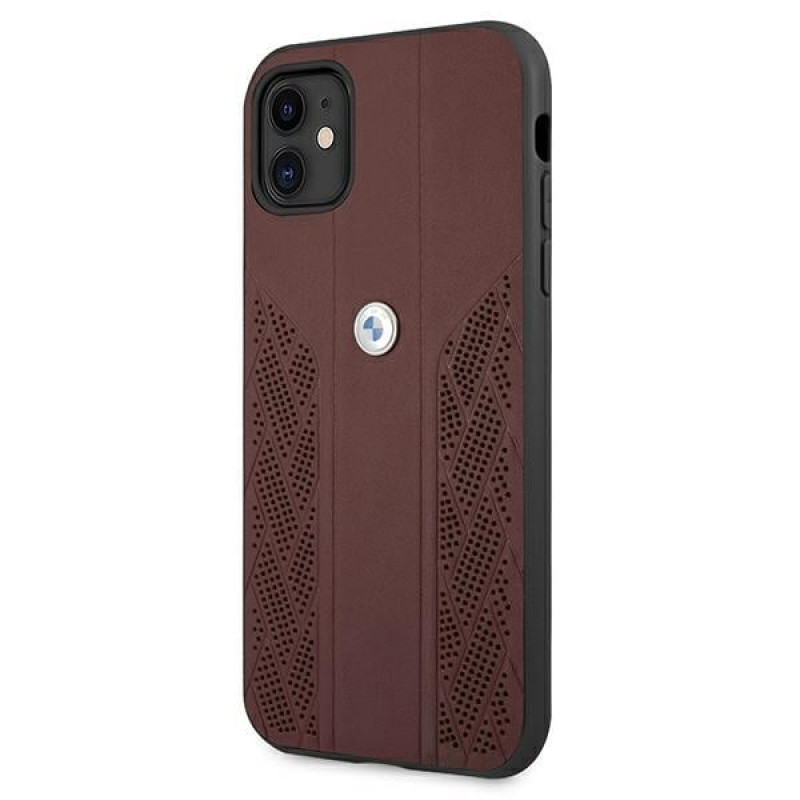 BMW BMHCN61RSPPR Leather Curve Perforate hardcase for Apple iPhone 11, red