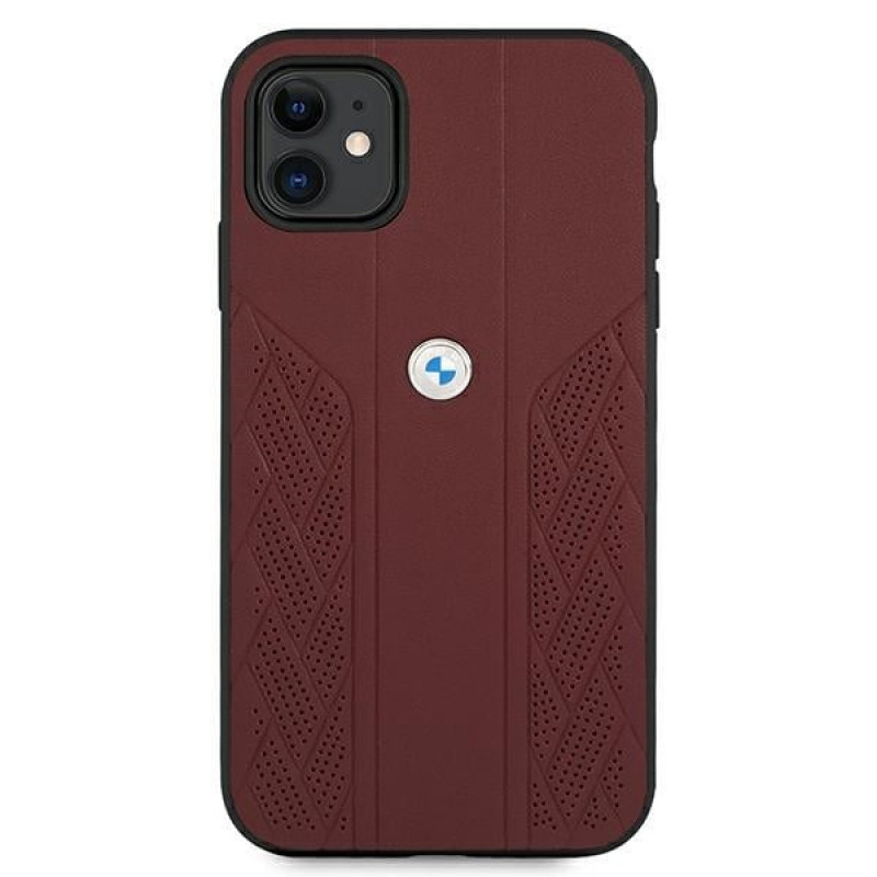 BMW BMHCN61RSPPR Leather Curve Perforate hardcase for Apple iPhone 11, red