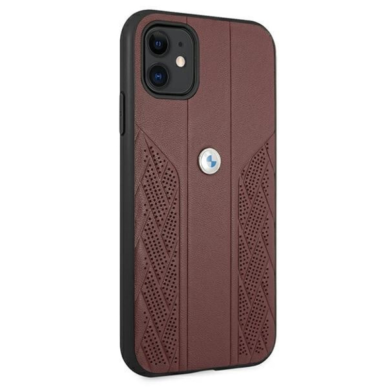 BMW BMHCN61RSPPR Leather Curve Perforate hardcase for Apple iPhone 11, red