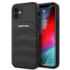 Mercedes-AMG AMHCP12SGSEBK Leather Debossed Lines hardcase for Apple iPhone 12 mini, black