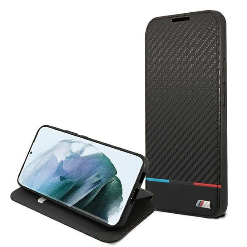 BMW BMBKS22MPUCARTCBK bookcase for Samsung Galaxy S22+, M Collection Triangles, black