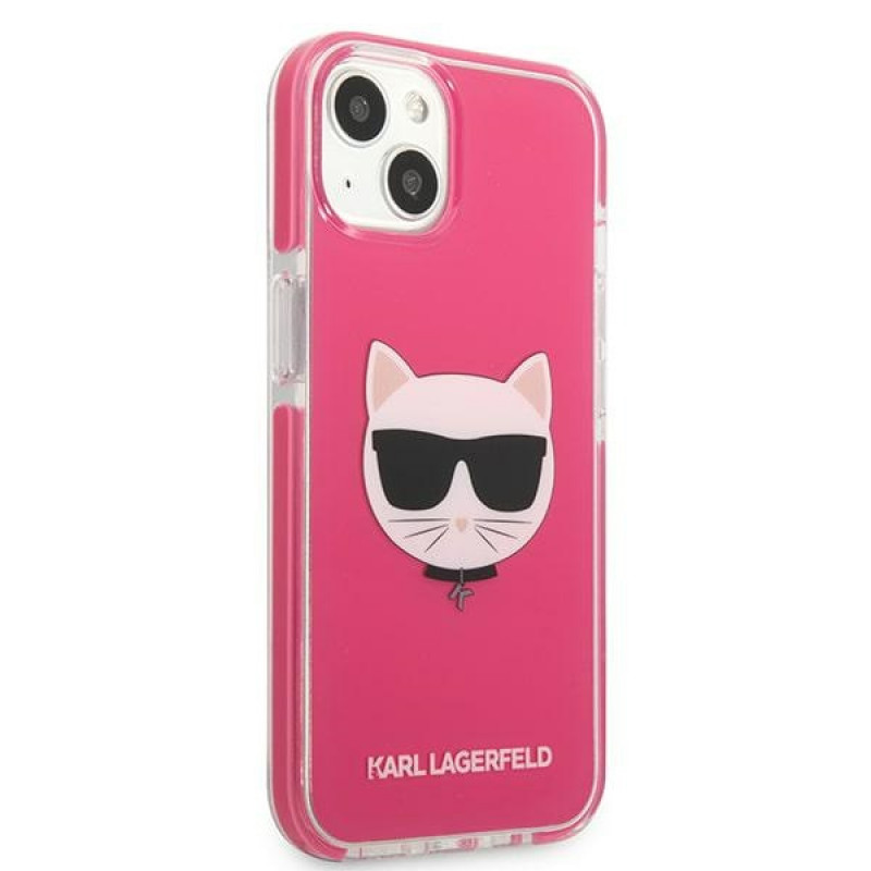 Karl Lagerfeld KLHCP13STPECPI hardcase for Apple iPhone 13 mini 5.4″, Choupette Head, fuchsia