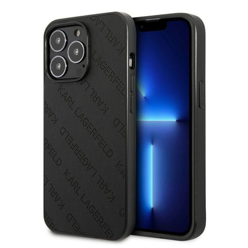 Karl Lagerfeld KLHCP13LPTLK hardcase for Apple iPhone 13 Pro, Perforated Allover, black