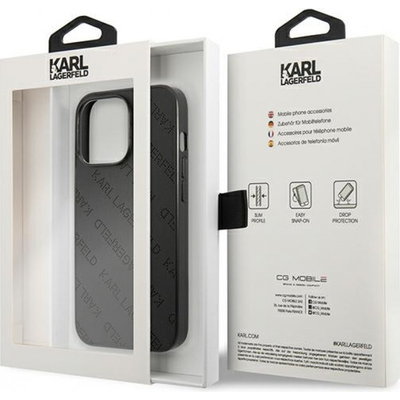 Karl Lagerfeld KLHCP13LPTLK hardcase for Apple iPhone 13 Pro, Perforated Allover, black