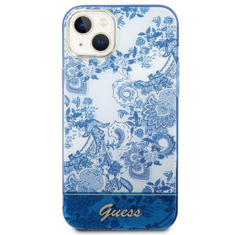 Guess GUHCP14MHGPLHB hardcase for Apple iPhone 14 Plus / 15 Plus, Porcelain Collection, blue