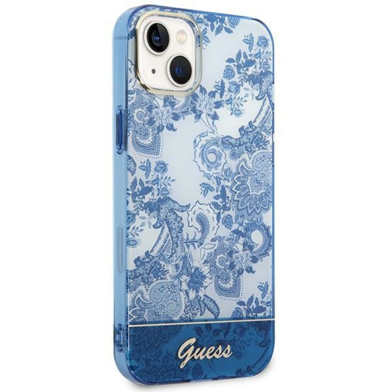 Guess GUHCP14MHGPLHB hardcase for Apple iPhone 14 Plus / 15 Plus, Porcelain Collection, blue