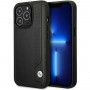 BMW BMHCP14L22RBDK Leather Blue Dots hardcase for iPhone 14 Pro 6.1", black