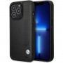 BMW BMHCP14X22RBDK Leather Blue Dots hardcase for iPhone 14 Pro Max 6.7", black