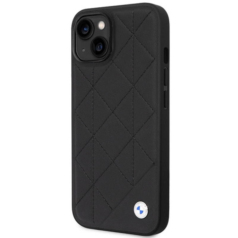 BMW BMHCP14S22RQDK Leather Quilted hardcase for iPhone 14 6.1", black