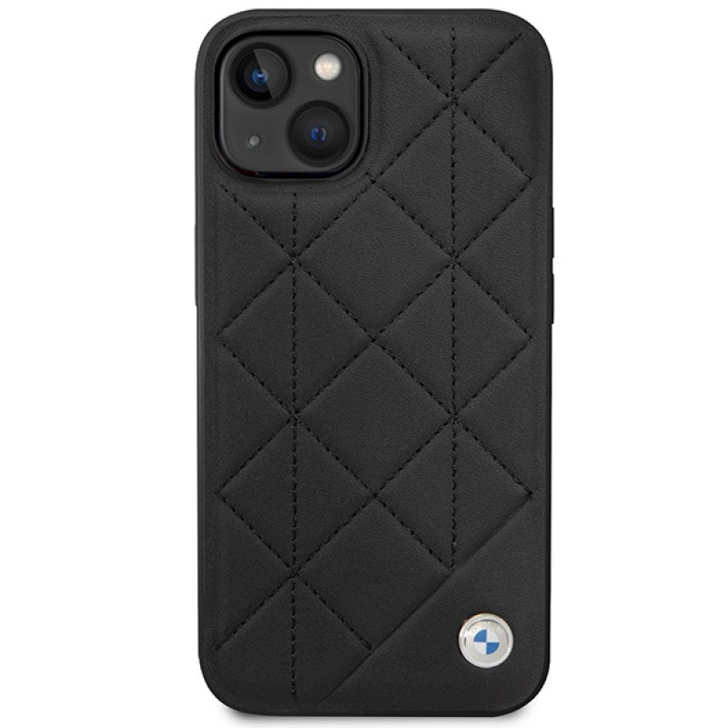 BMW BMHCP14S22RQDK Leather Quilted hardcase for iPhone 14 6.1", black