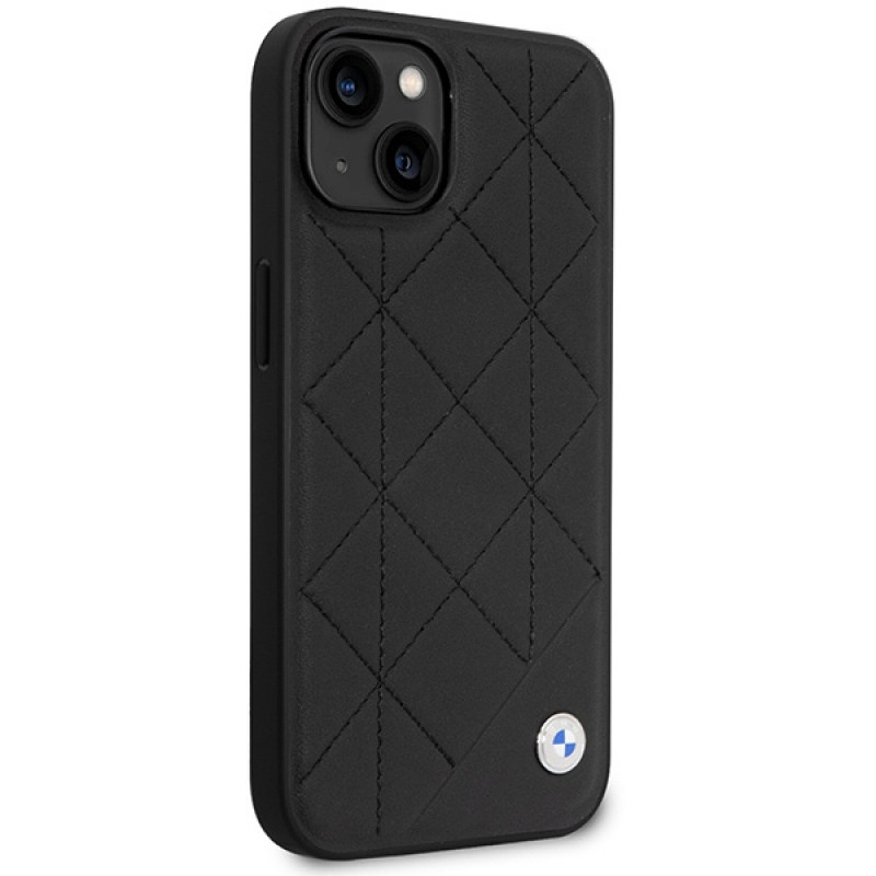 BMW BMHCP14S22RQDK Leather Quilted hardcase for iPhone 14 6.1", black