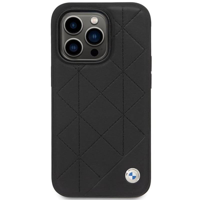 BMW BMHCP14L22RQDK Leather Quilted hardcase for iPhone 14 Pro 6.1", black