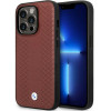 BMW BMHCP14L22RFGR Leather Diamond Pattern hardcase for iPhone 14 Pro 6.1", burgundy