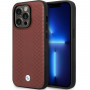 BMW BMHCP14X22RFGR Leather Diamond Pattern hardcase for iPhone 14 Pro Max 6.7", burgundy