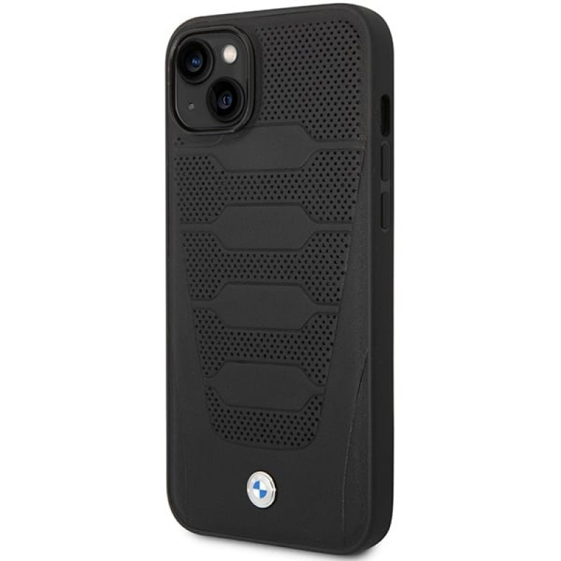 BMW BMHCP14S22RPSK case for iPhone 14, black, Leather Seats Pattern