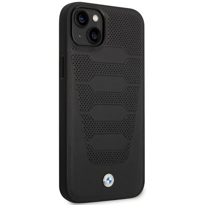 BMW BMHCP14S22RPSK case for iPhone 14, black, Leather Seats Pattern