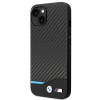 BMW BMHCP14M22NBCK case for iPhone 14 Plus, black, Leather Carbon