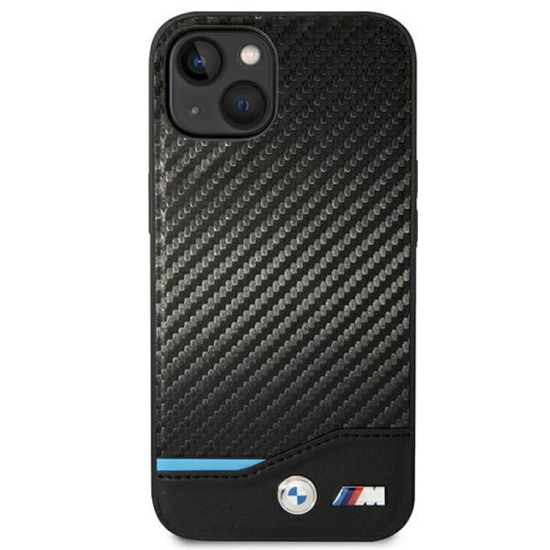 BMW BMHCP14M22NBCK case for iPhone 14 Plus, black, Leather Carbon