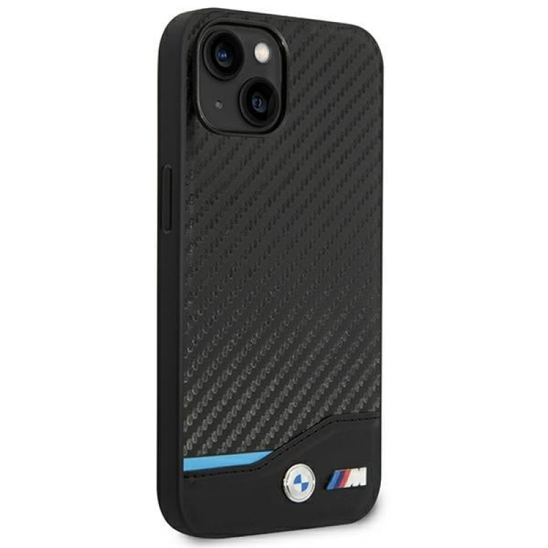 BMW BMHCP14M22NBCK case for iPhone 14 Plus, black, Leather Carbon
