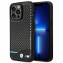 BMW BMHCP14L22NBCK case for iPhone 14 Pro, black, Leather Carbon