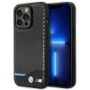 BMW BMHCP14L22NBCK case for iPhone 14 Pro, black, Leather Carbon