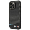 BMW BMHCP14L22NBCK case for iPhone 14 Pro, black, Leather Carbon