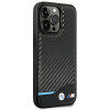 BMW BMHCP14L22NBCK case for iPhone 14 Pro, black, Leather Carbon