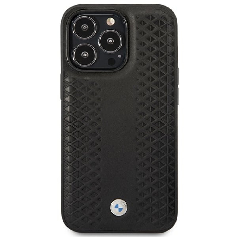 BMW BMHMP14L22RFGK Leather Diamond Pattern MagSafe case for Apple iPhone 14 Pro 6.1″, black