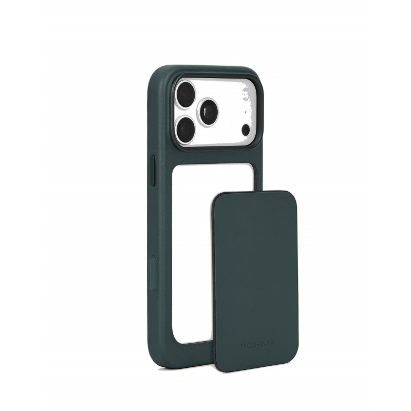 Mujjo Troubadour Modular Leather Case for Apple iPhone 18 Pro Max / 17 Pro Max, MagSafe, obsidian green